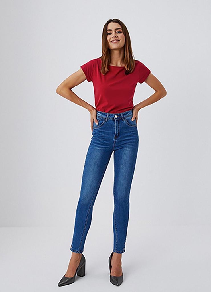 Spodnie jeansowe z kieszeniami dla kobiet - niebieskie