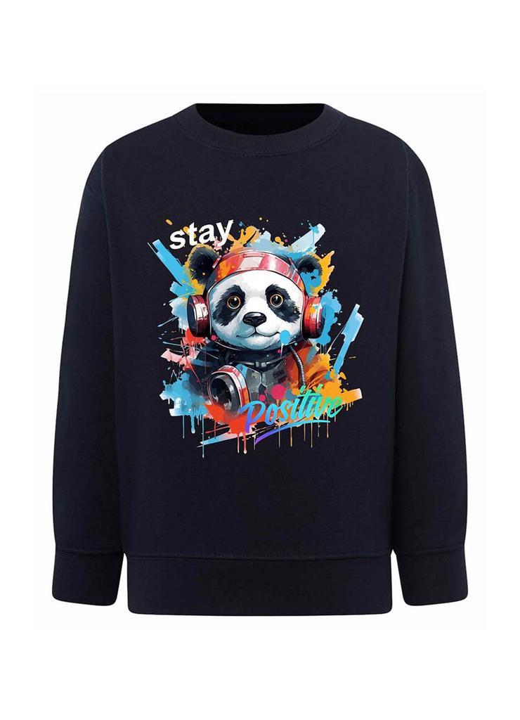 Granatowa chłopięca bluza z nadrukiem - Panda