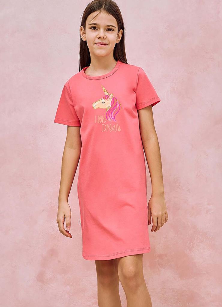 Dziewczęca różowa koszula nocna Mila Taro z jednorożcem