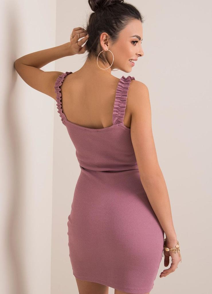 Sukienka na ozdobnych ramiączkach- fioletowa
