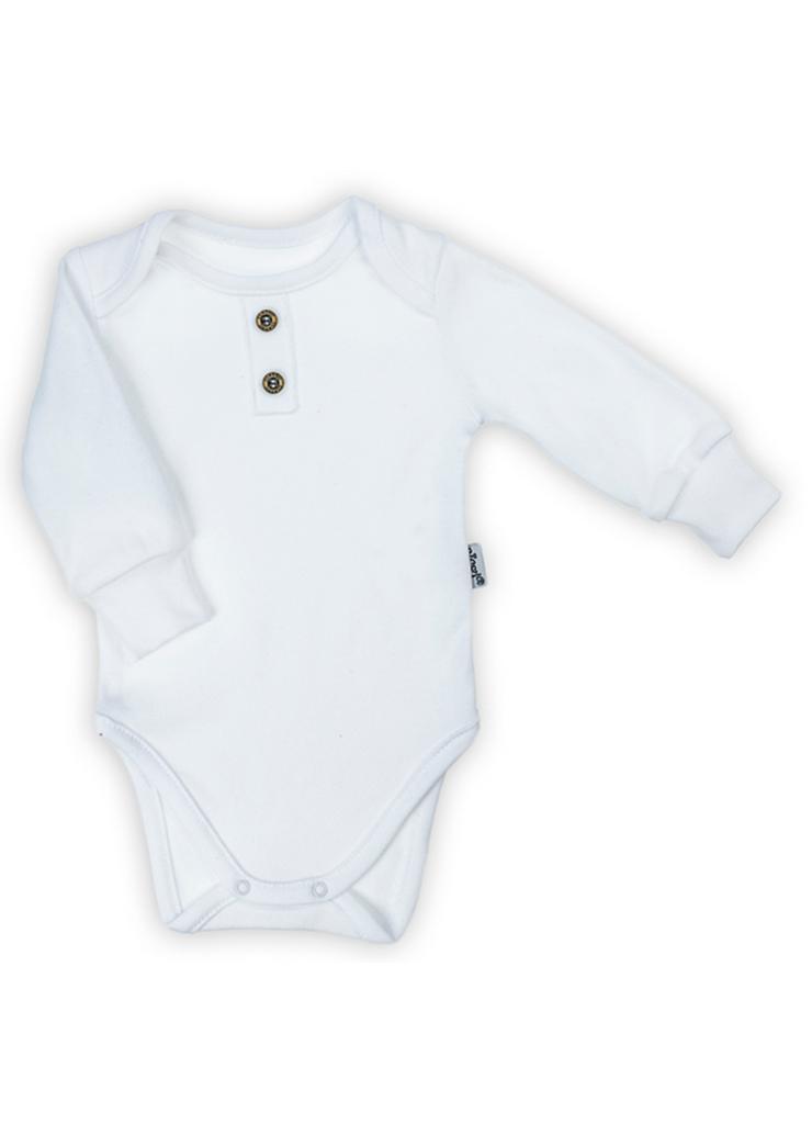 Body polo bawełniane niemowlęce z długim rękawem białe