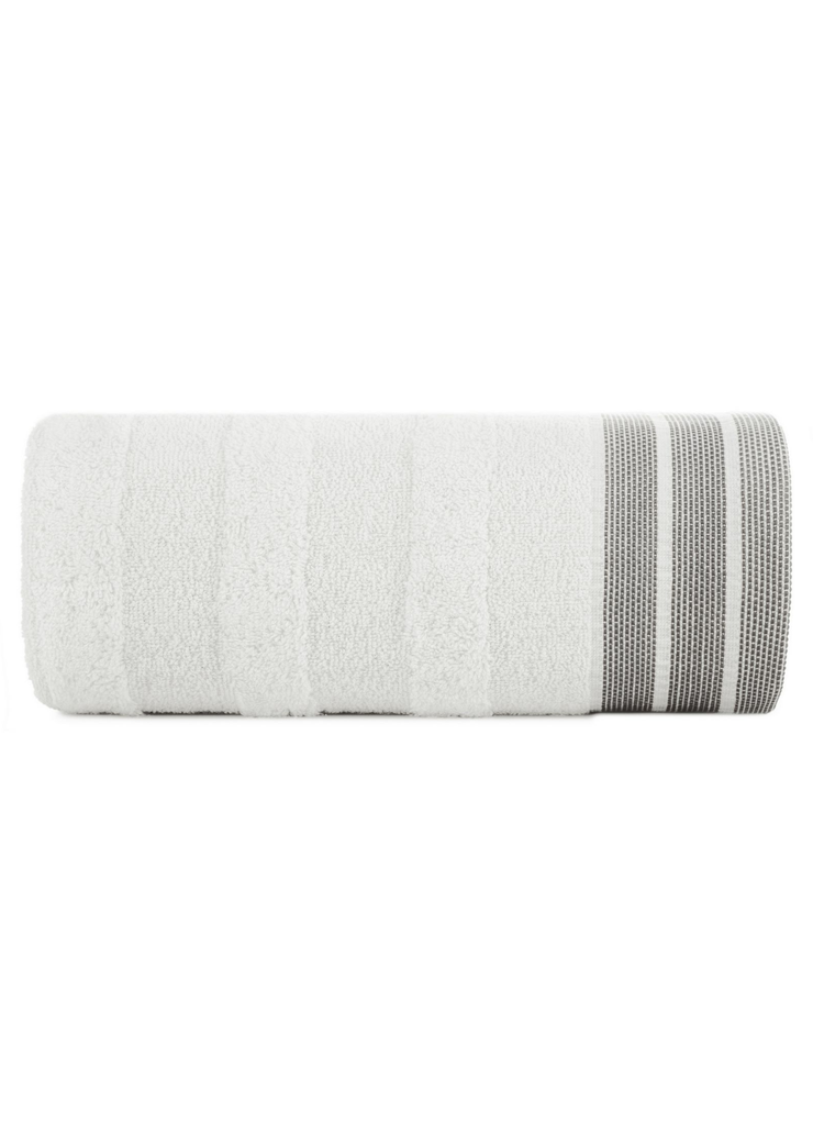 Biały ręcznik z ozdobnymi pasami 50x90 cm