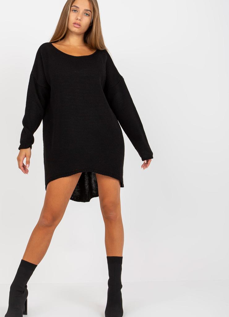 Czarny sweter oversize z dłuższym tyłem OCH BELLA