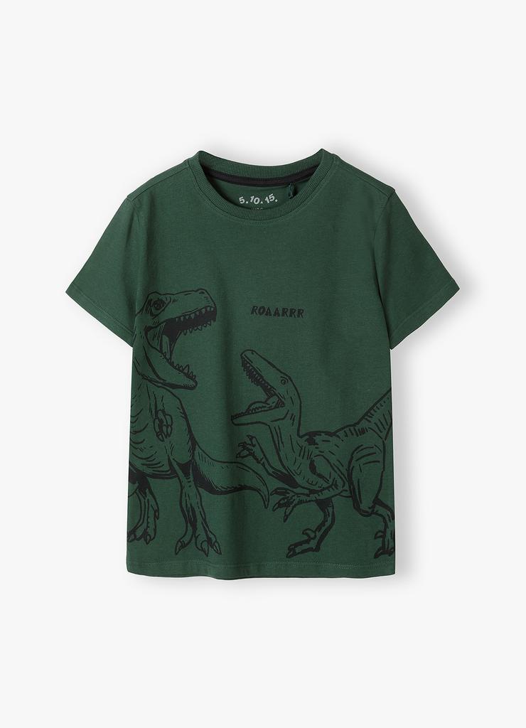 T-shirt dla chłopca z dinozaurami - butelkowa zieleń - 5.10.15.