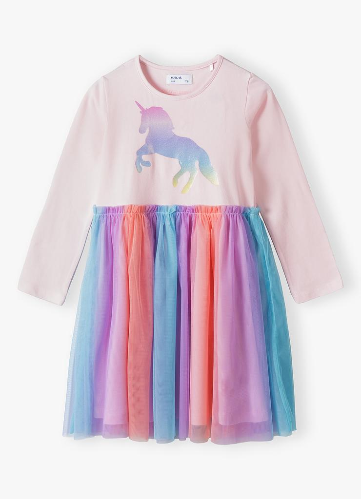 Kolorowa sukienka dla dziewczynki z jednorożcem