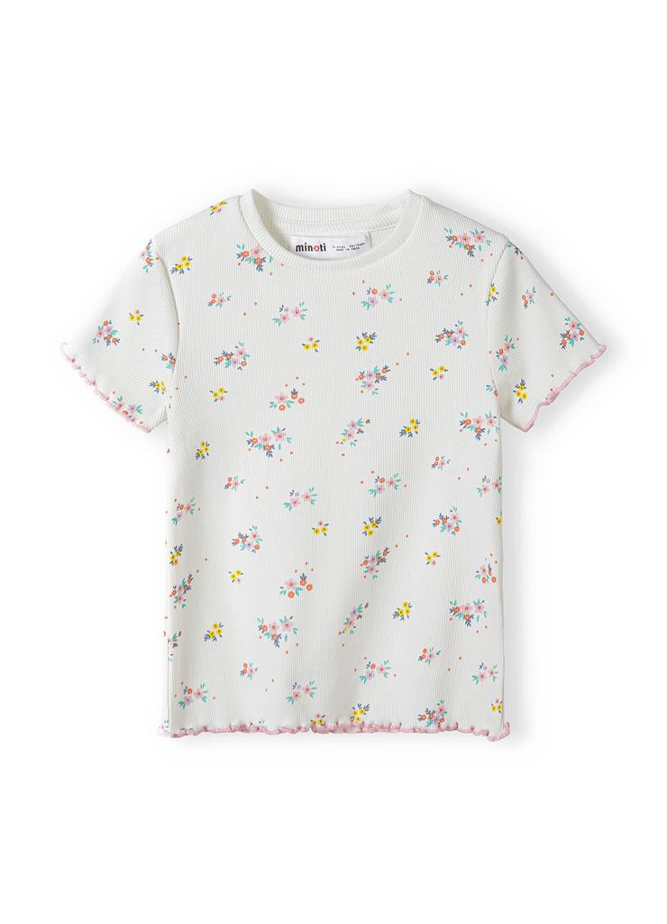 Prążkowana bluzka dla dziewczynki- ecru