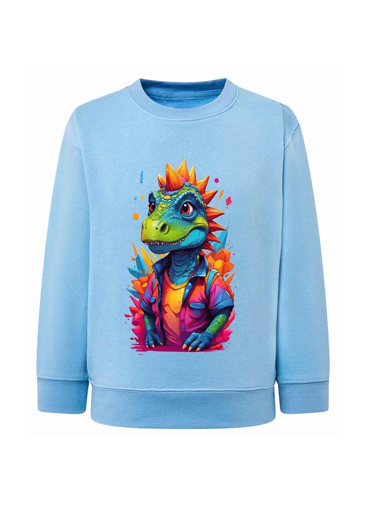 Dzianinowa bluza błękitna dla chłopca Dinozaur
