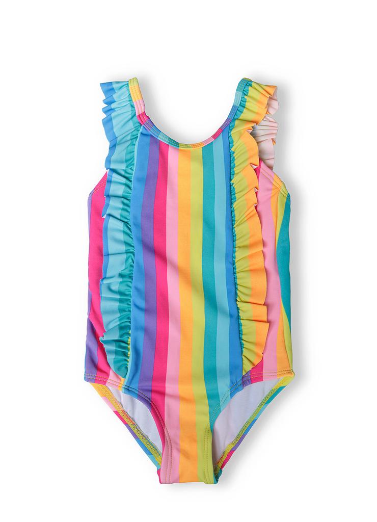 Jednoczęściowy kostium kąpielowy dziewczęcy w kolorowe paski