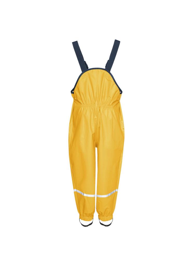 Spodnie przeciwdeszczowe na szelkach z elementami odblaskowymi-żółte