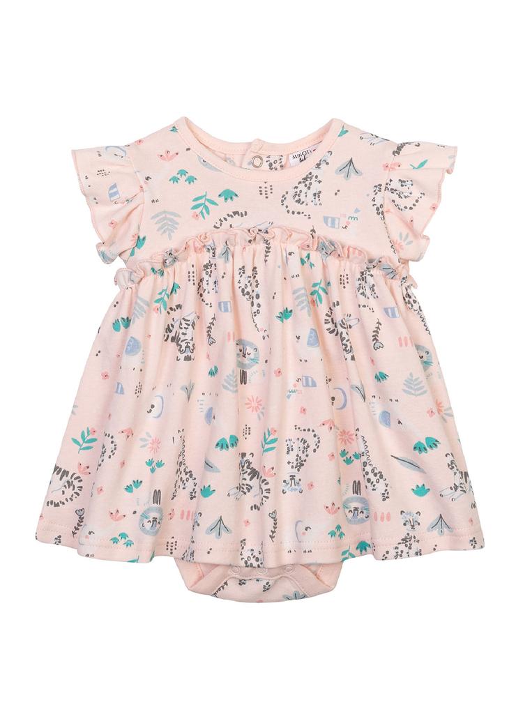 Bawełniane sukienko-body dla niemowlaka różowe