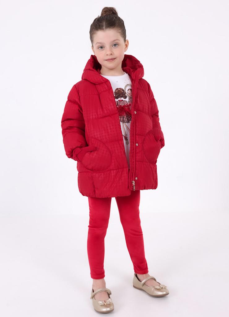 Czerwona pikowana kurtka dziewczęca zimowa
