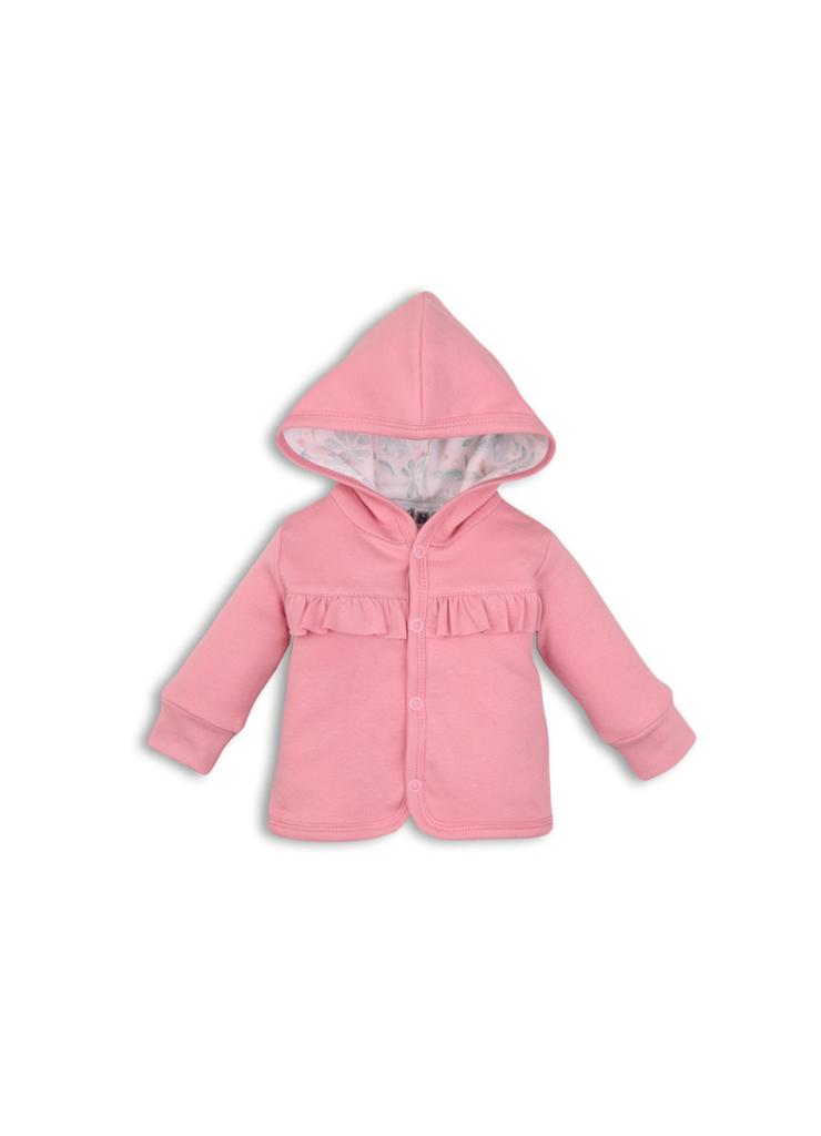 Bawełniana bluza niemowlęca z kapturem - różowa