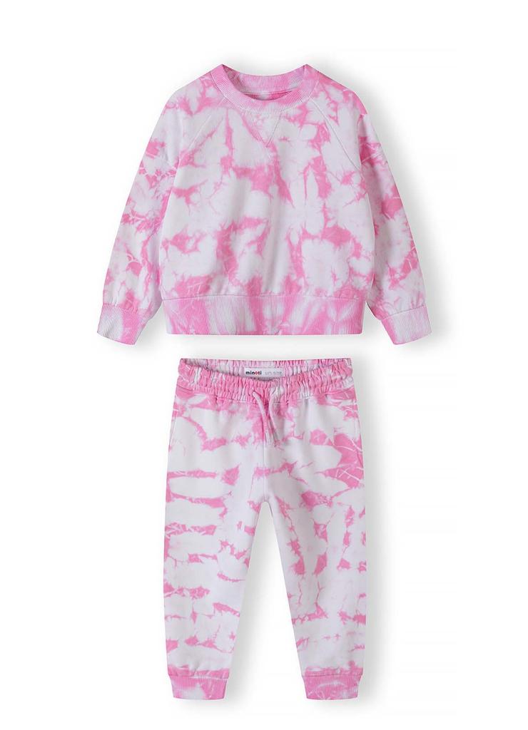 Dresowy komplet dla małej dziewczynki tie dye - różowy