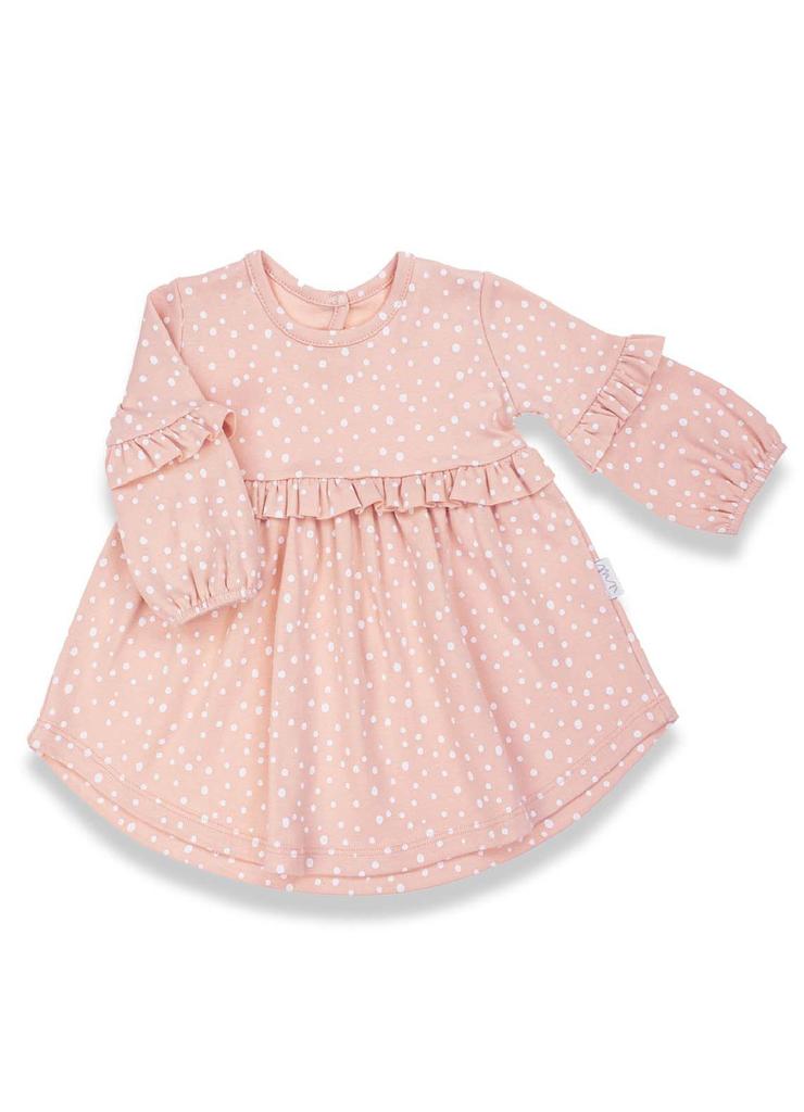 Bawełniana różowa sukienka niemowlęca w grochy