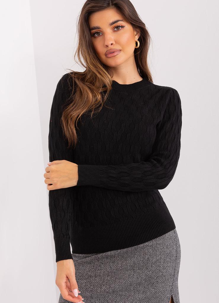 Czarny sweter damski z bawełny