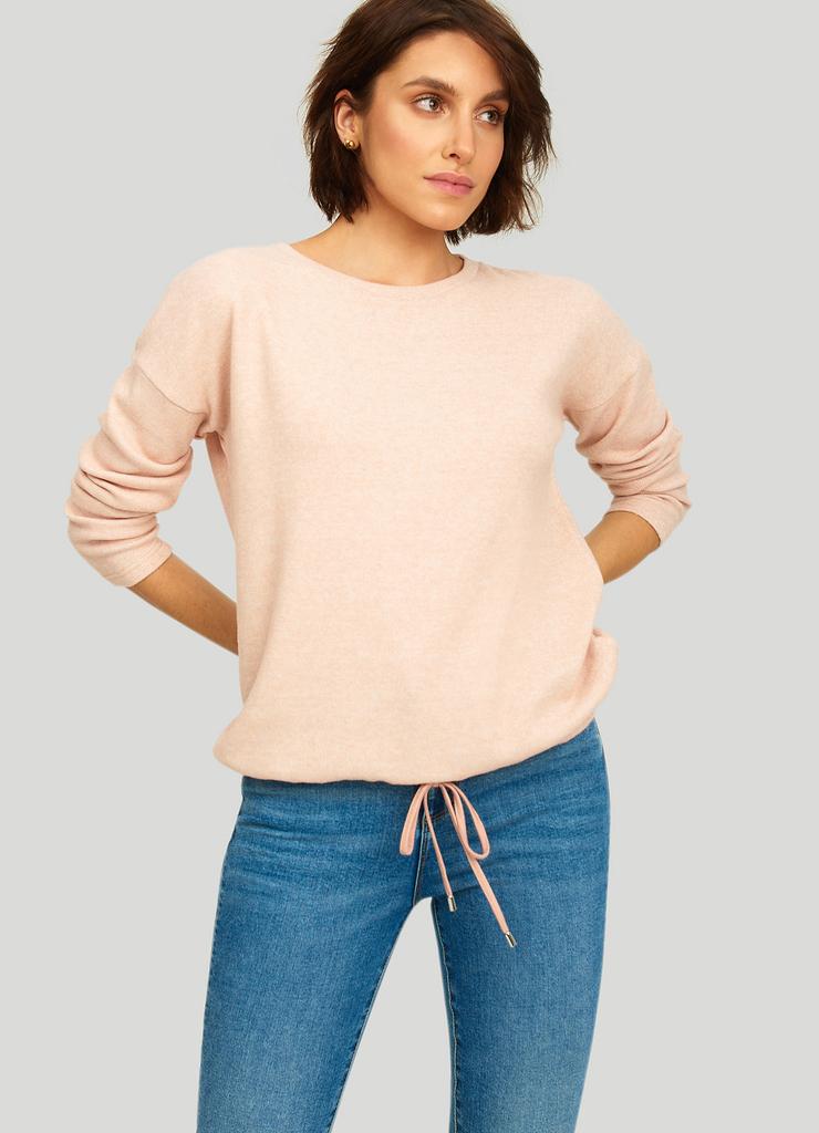 Sweter damski z troczkiem - różowy