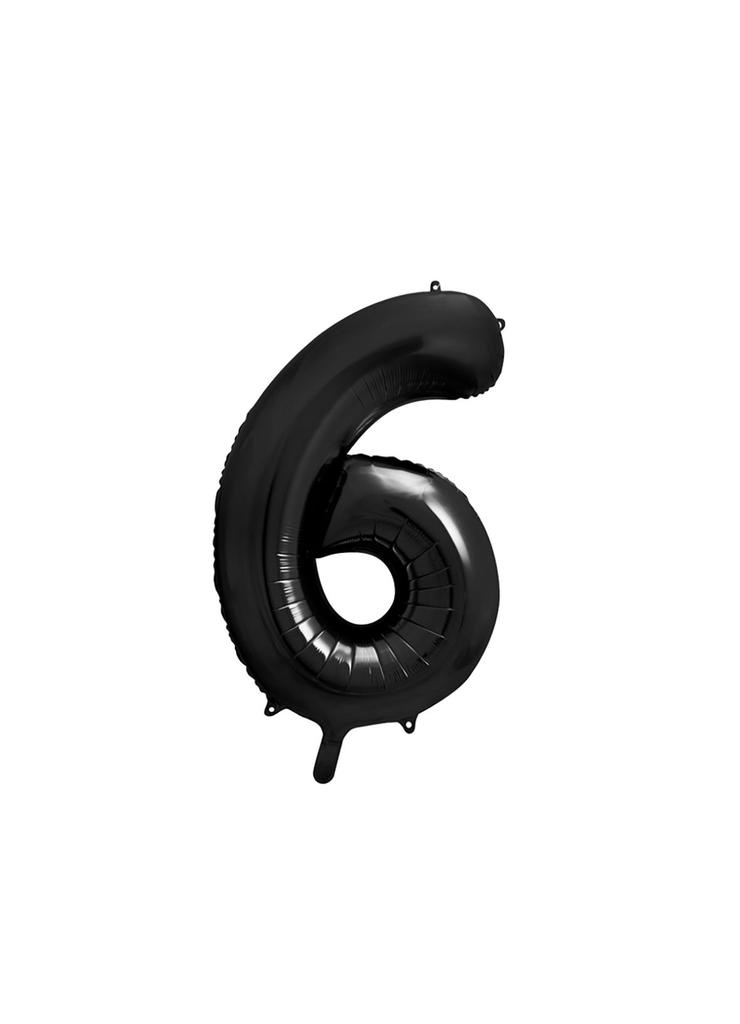 Balon foliowy metalizowany Cyfra ''6'' w kolorze czarnym
