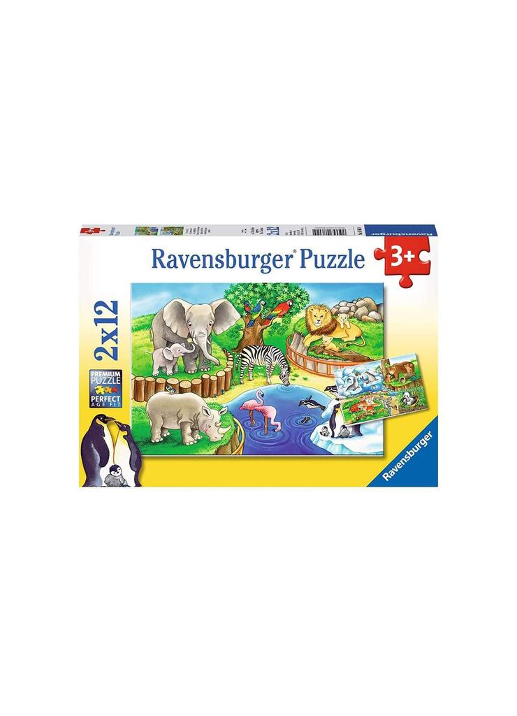 Puzzle dla dzieci 2D: Zwierzęta w zoo - 2x12 elementów wiek3+