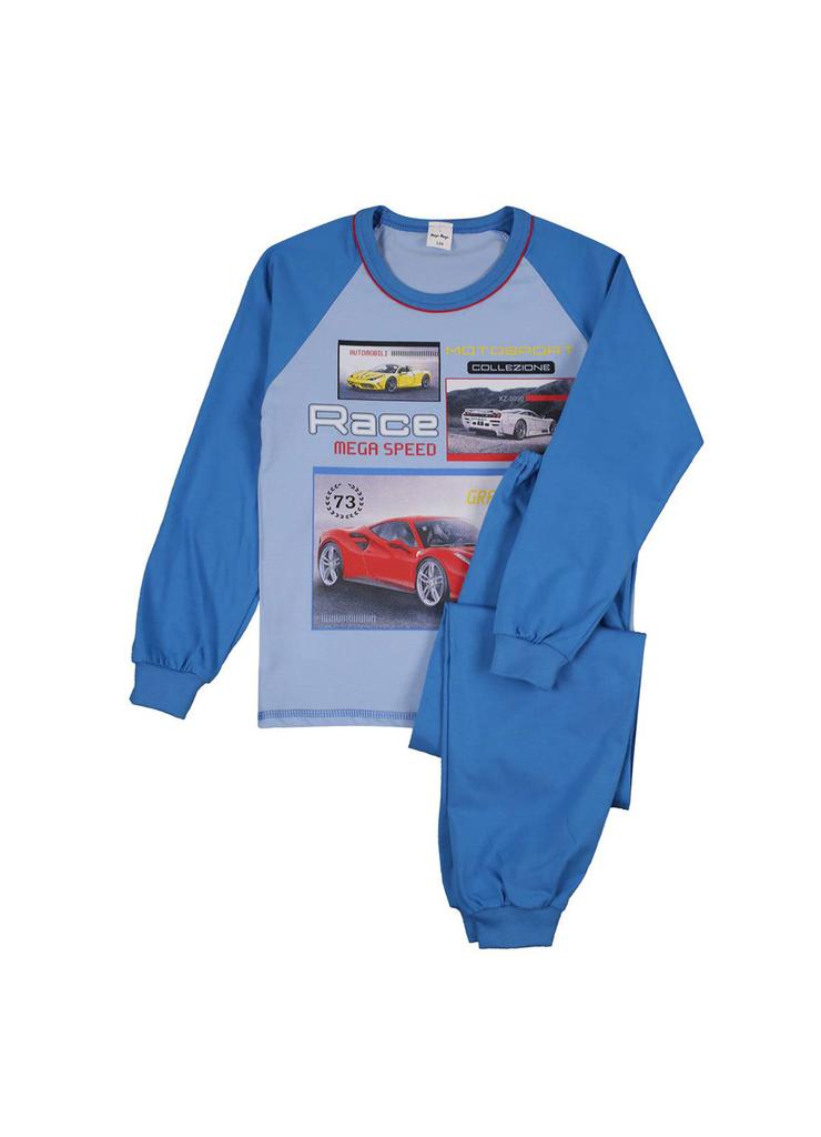 Chłopięca piżama niebieska z samochodem wyścigowym