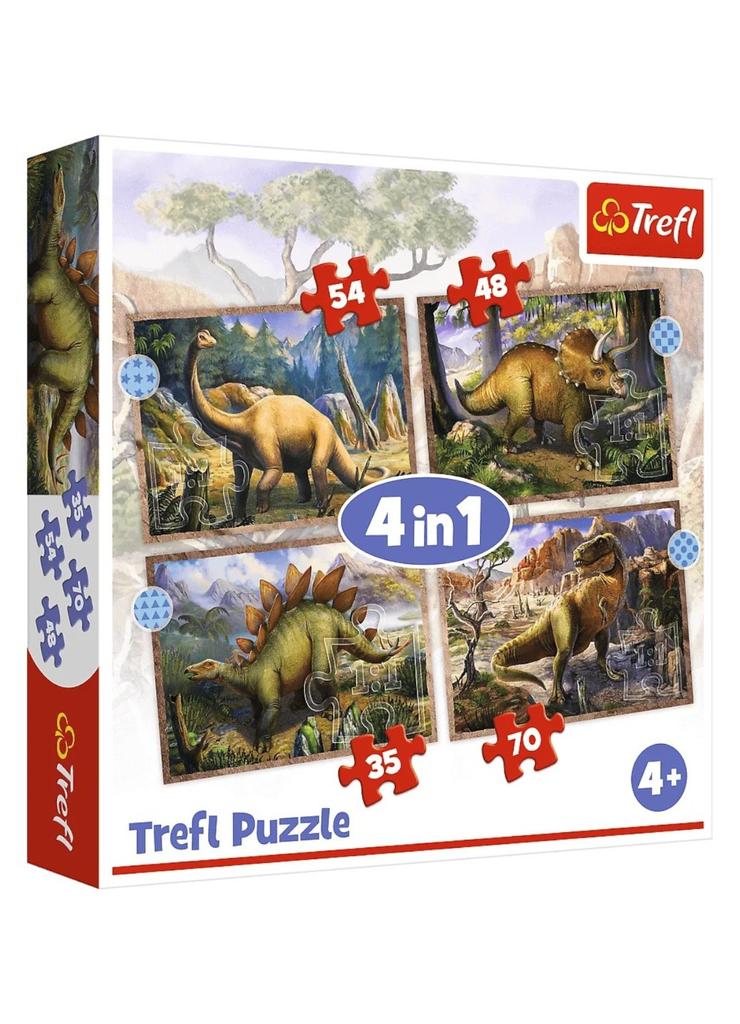 Puzzle 4w1 Ciekawe dinozaury