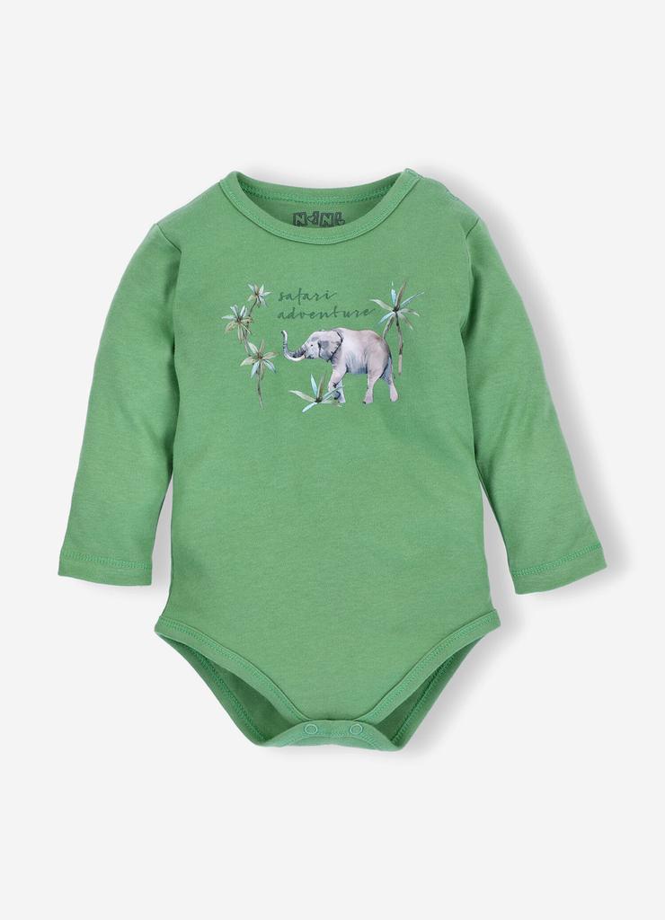 Body niemowlęce z bawełny organicznej - Safari - zielone