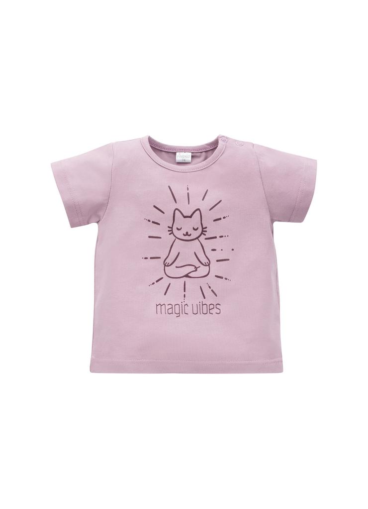 Różowy t-shirt dziewczęcy z kotem