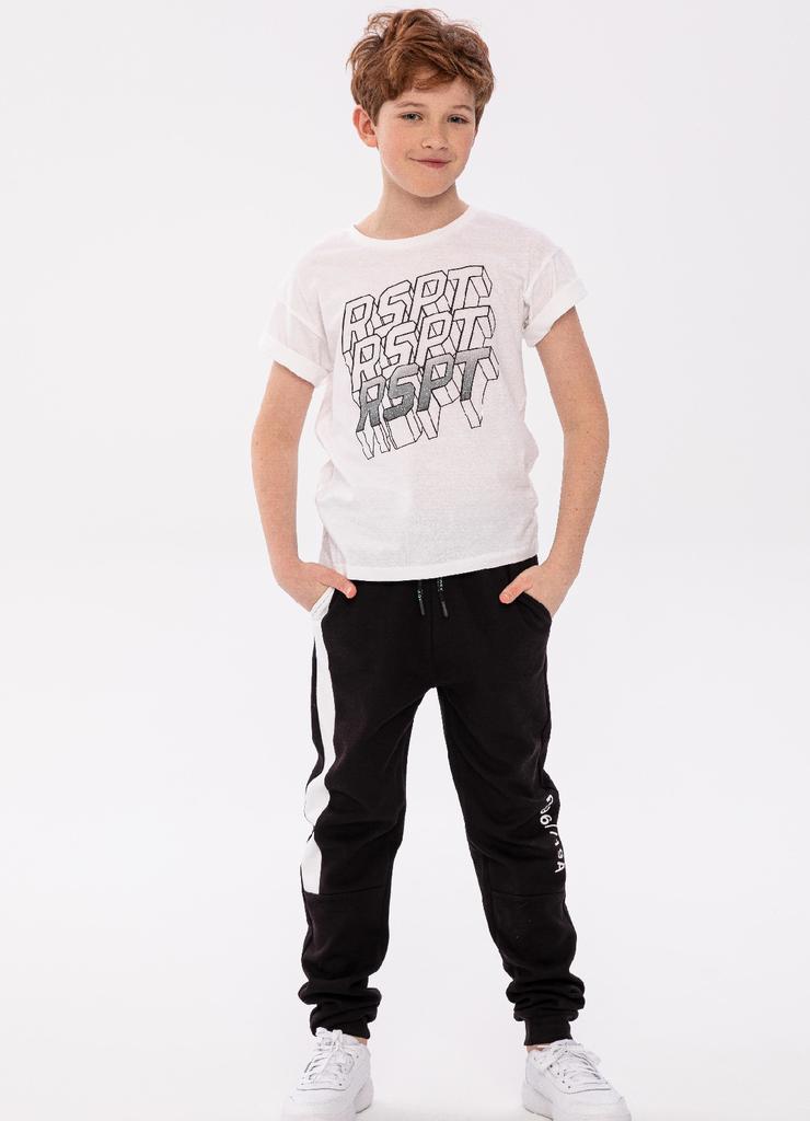 Biały t-shirt dla dużego chłopca z bawełny- RSPT