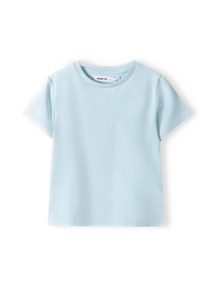 Błękitny t-shirt bawełniany basic dla niemowlaka