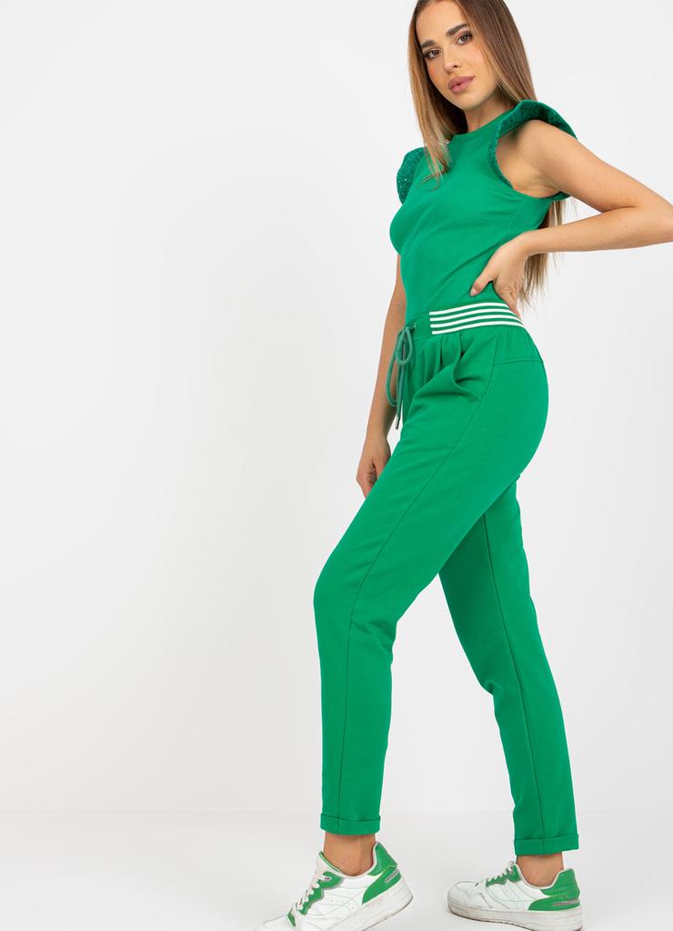 Zielone dresowe spodnie basic z bawełny RUE PARIS