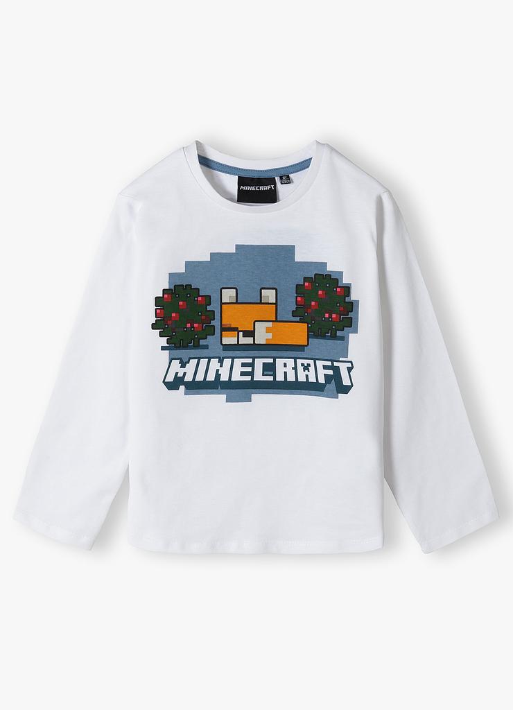 Bluzka dziewczęca bawełniana biała Minecraft