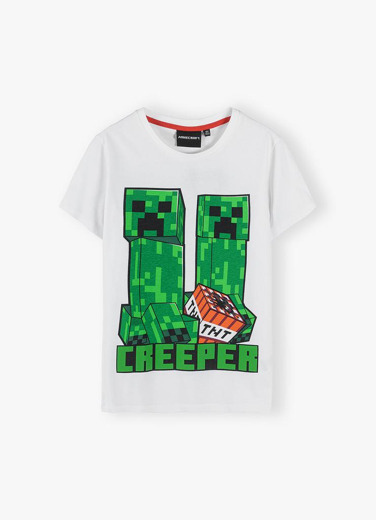 Bawełniana koszulka z krótkim rękawem Minecraft - biały
