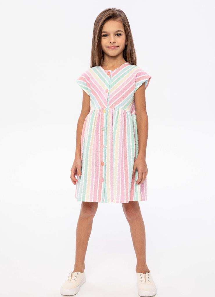 Bawełniana sukienka dziewczęca w kolorowe paski