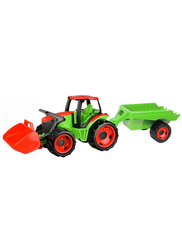 Pojazd Traktor z łyżką i przyczepą czerwono-zielony