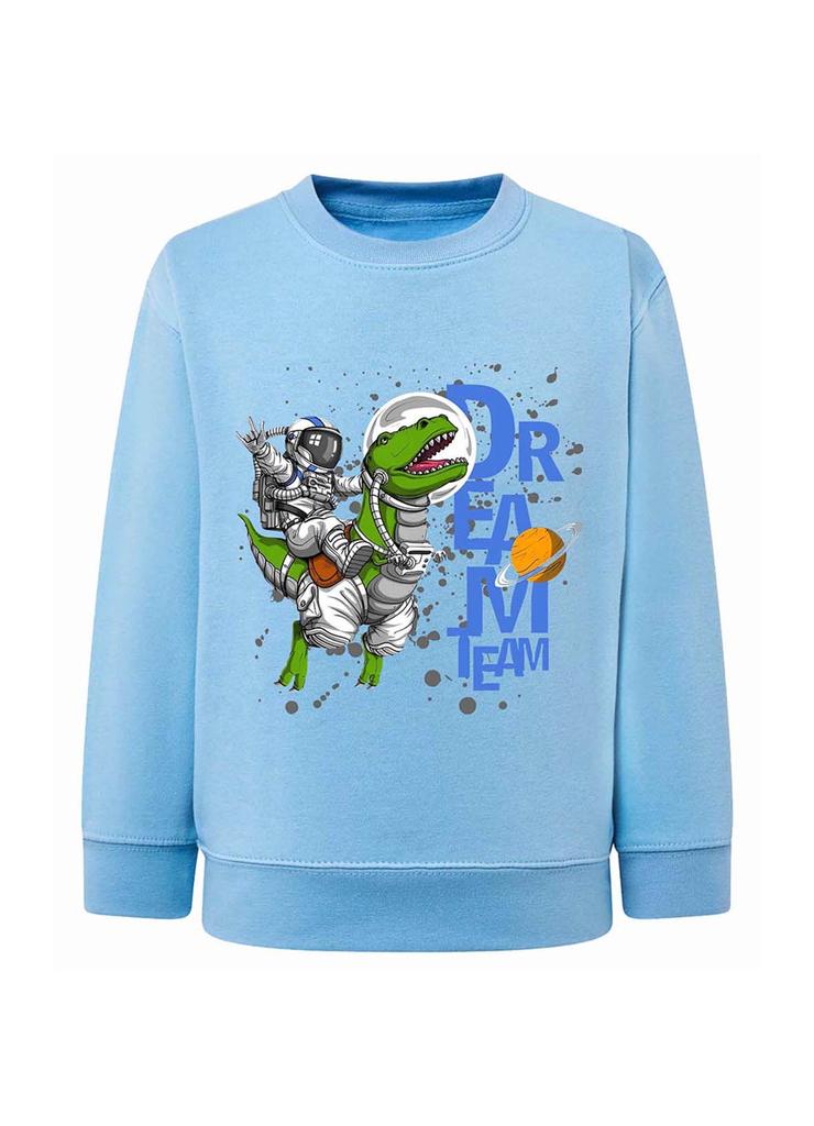 Dzianinowa bluza nierozpinana błękitna Astronauta & Dinozaur