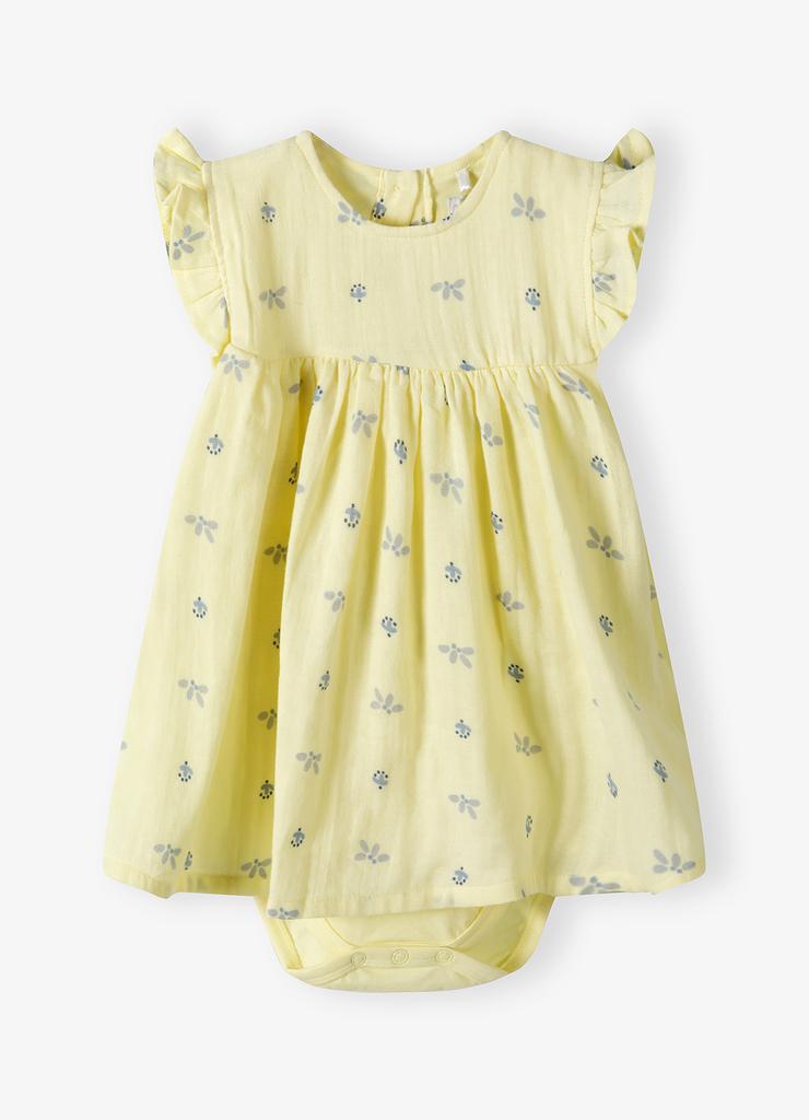 Sukienko body dla niemowlaka - żółte w kwiatki - 5.10.15.