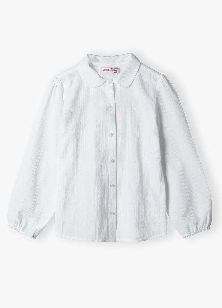 Biała elegancka koszula z długim rękawem dla dziewczynki - Lincoln&Sharks