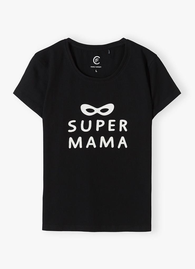 Bawełniany tshirt damski z napisem "Super mama"