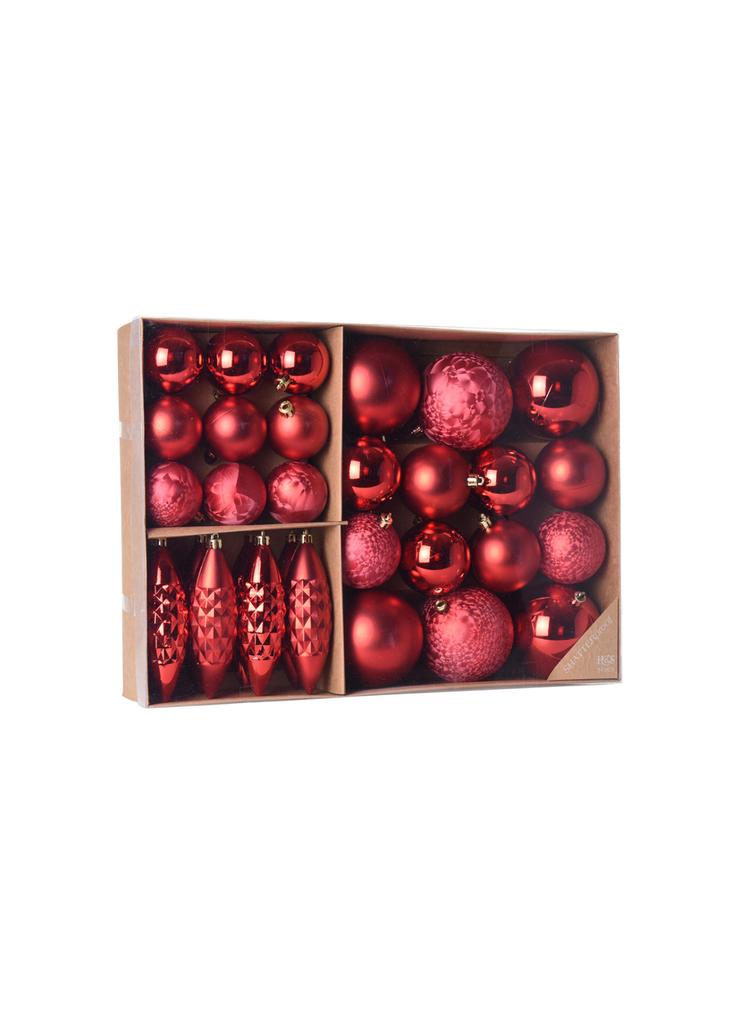 Bombki świąteczne plastikowe 31 sztuki  czerwone