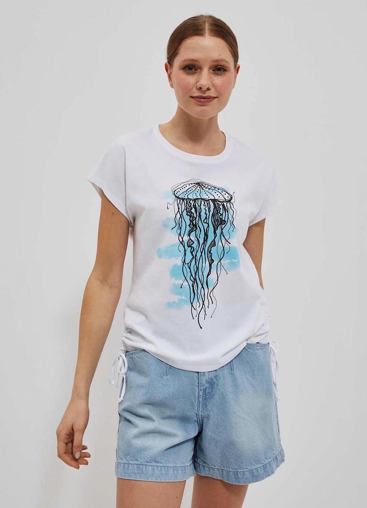 T-shirt z nadrukiem meduzy biały