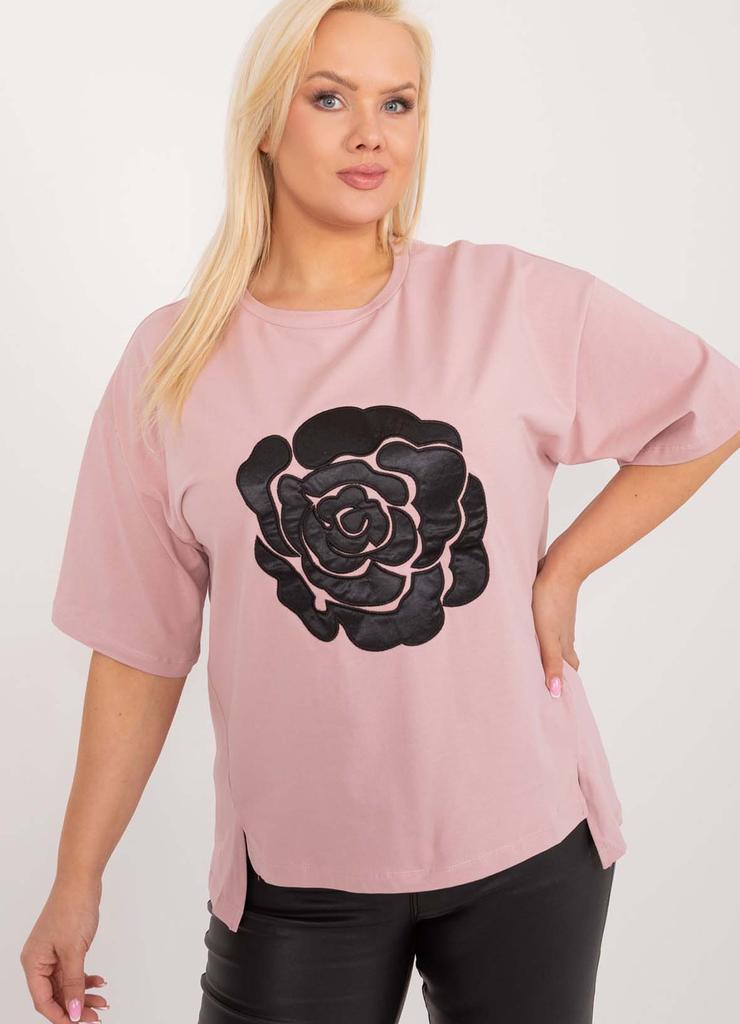 Bluzka plus size z bawełny różowa
