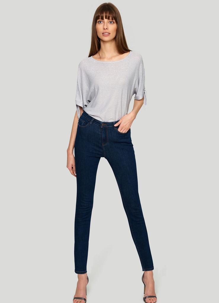 Spodnie damskie jeansowe typu rurki - granatowe