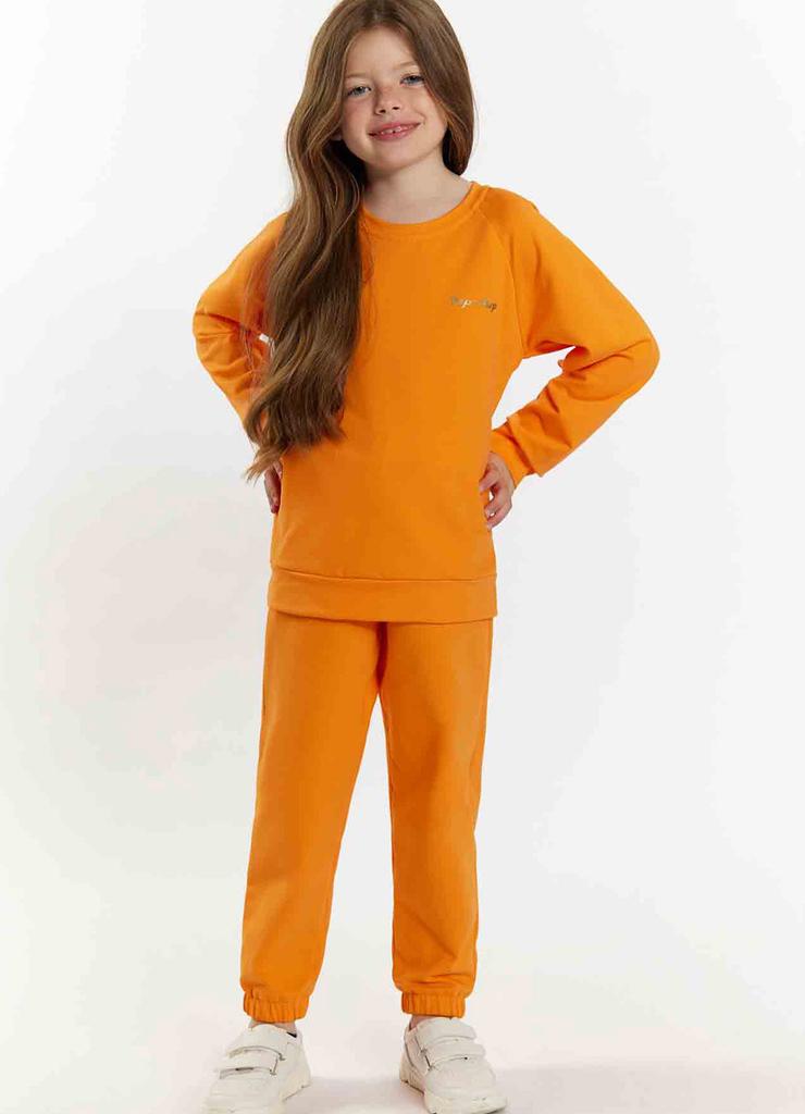 Komplet dresowy dziewczęcy - bluza i spodnie dresowe - pomarańczowe