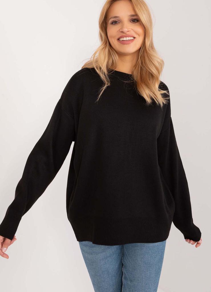 Sweter klasyczny o kroju oversize czarny