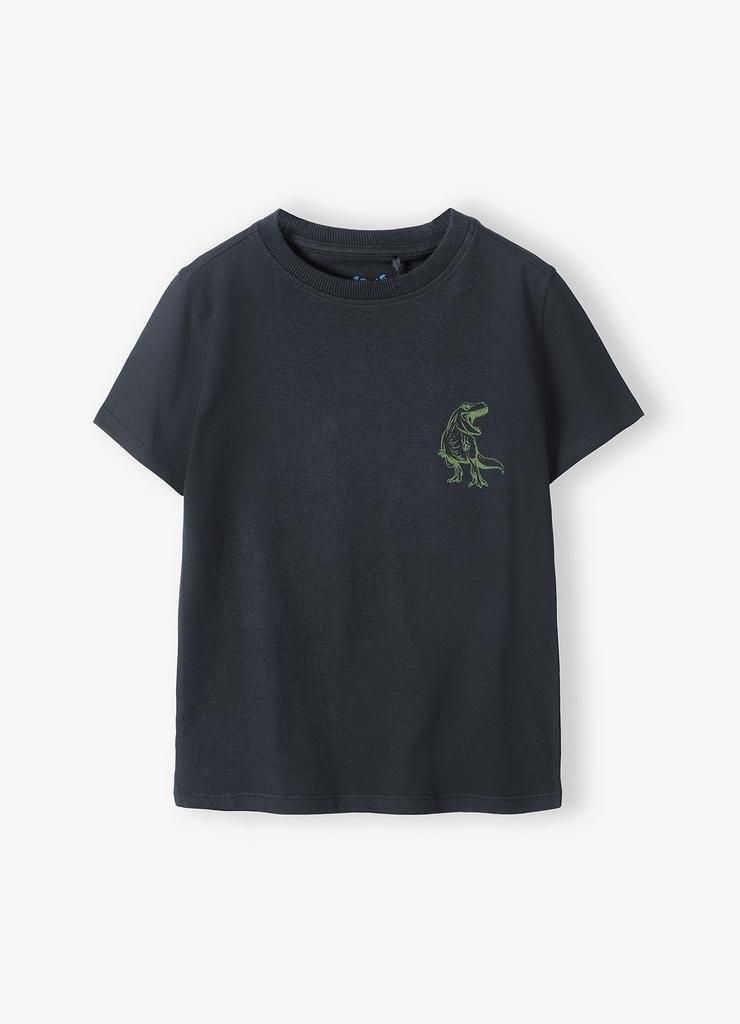Bawełniany czarny t-shirt chłopięcy z dinozaurem 5.10.15.