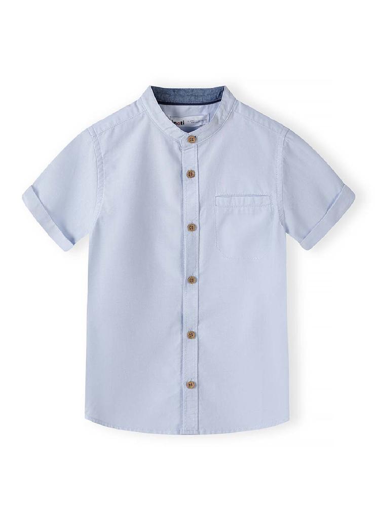 Koszula ze stójką i krótkim rękawem dla chłopca- błękitna