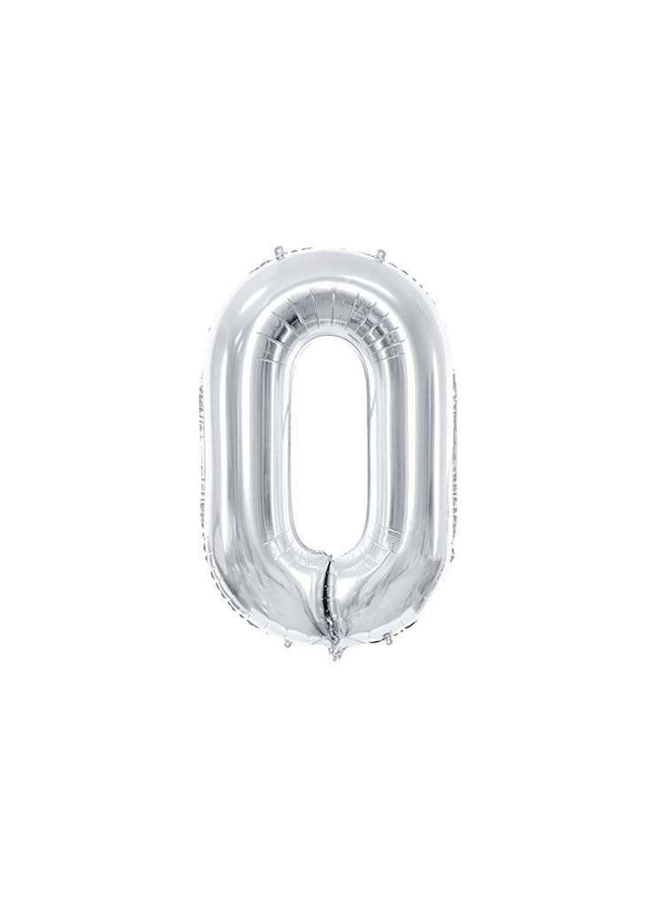 Balon foliowy metalizowany Cyfra ''0'' w kolorze srebrnym