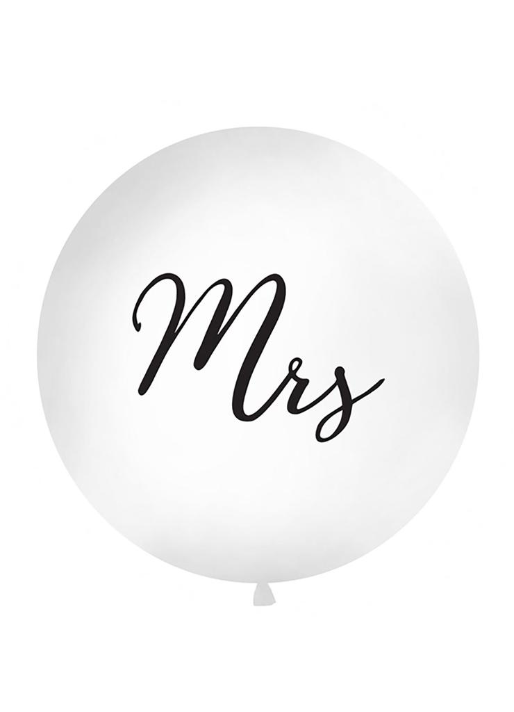 Balon Mrs średnica 1 metr- pastelowy biały