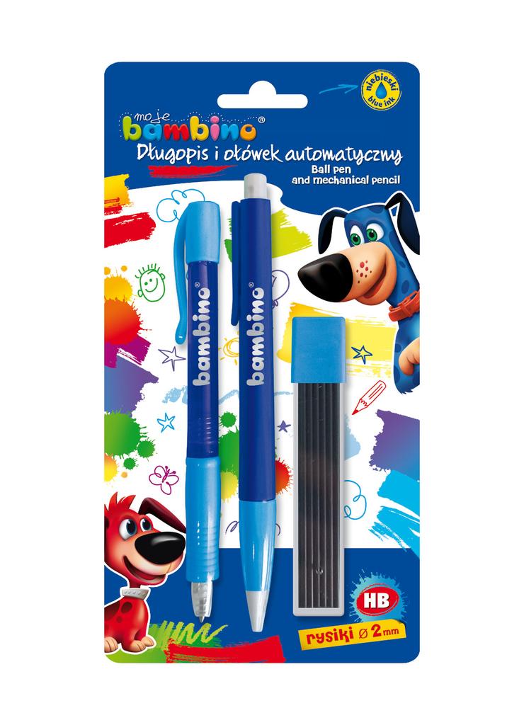 Długopis i ołówek automatyczny + rysiki do ołówka BAMBINO