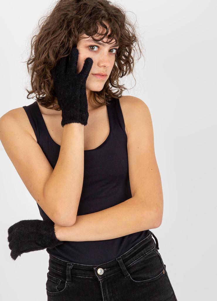 Czarne damskie rękawiczki zimowe