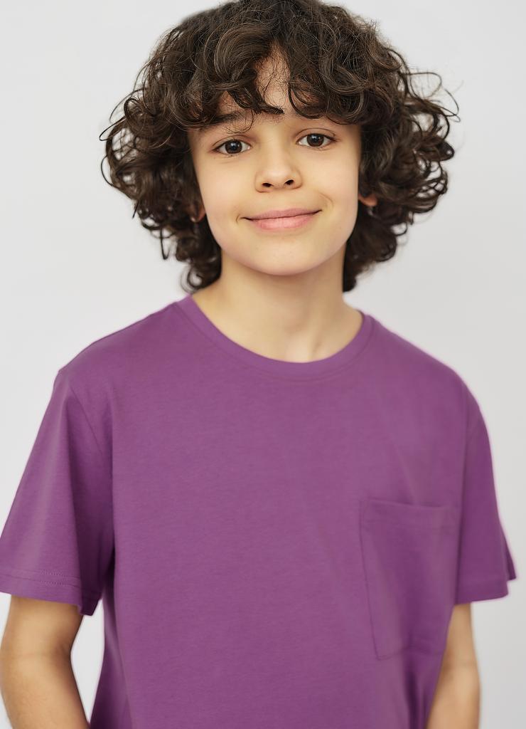 Fioletowy t-shirt dla chłopca z kieszonką- Lincoln&Sharks